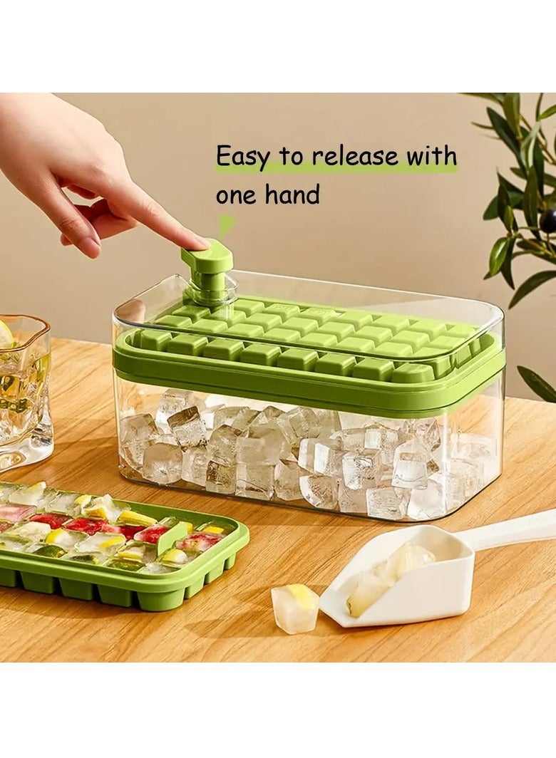 64-Grid Ice Cube Tray with Lid & Bin, Easy-Release Mold for Large Capacity Freezing and Storage, Double-Layer Plastic Design – Perfect Kitchen Accessory for Beverages, and Fresh Fruit Infusions, Ice Cube Trays for Freezer, Beverage Cooling, Transparent Storage, Durable Kitchenware, Easyclean Material. - Image 1